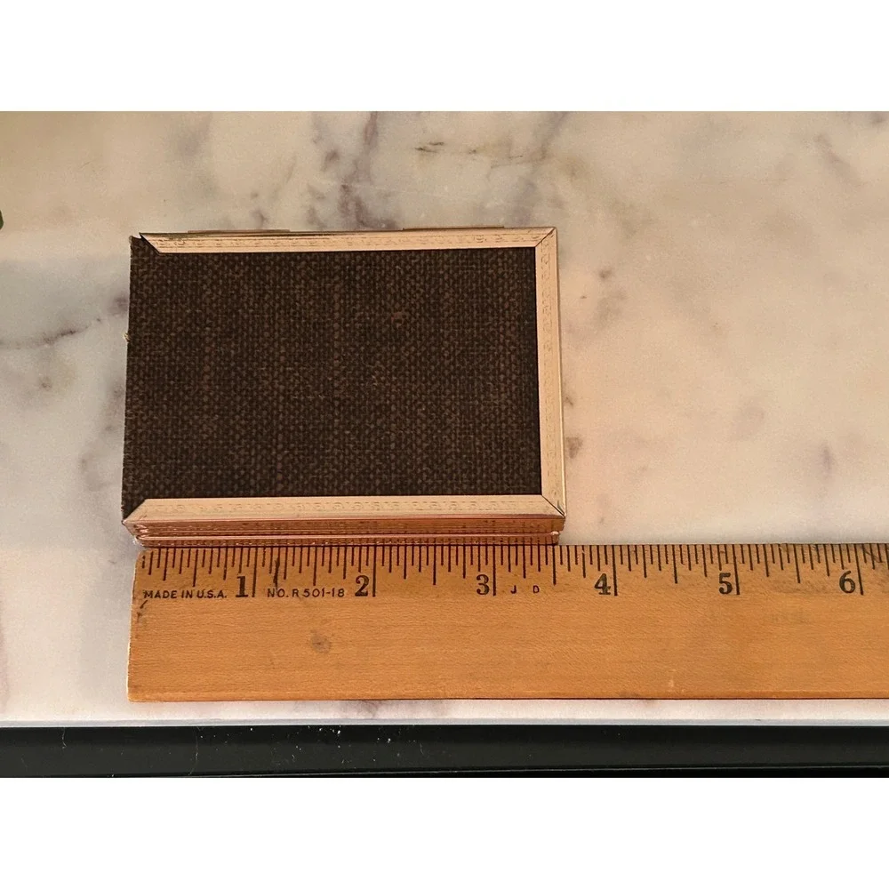 Vintage Intercraft Gold Tone Folding Double Photo Frame 2.25 x 3.25 Non-Glare
